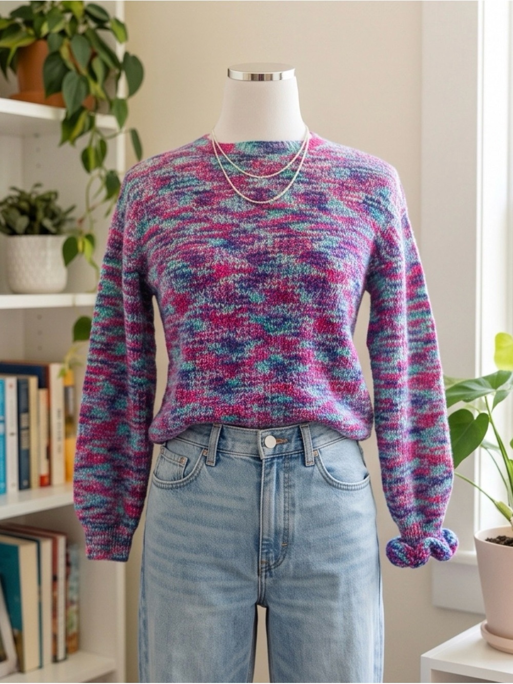 Freshman 1996 Multicolor Crewneck Sweater in Pink, Purple & Teal Girls size 12-1